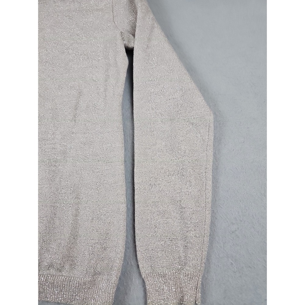 Banana Republic Women XS Petite Sweater Fine Italian Merino Wool Silver Metallic - Picture 5 of 9